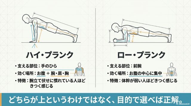 ロー・プランクとハイ・プランクの違い