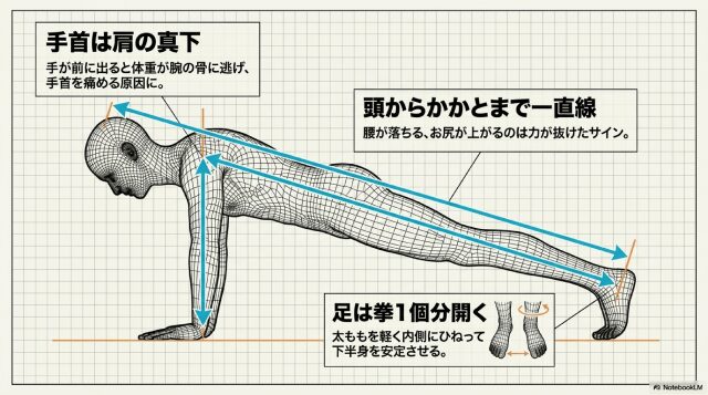 肩の真下に手を置く正しいフォーム