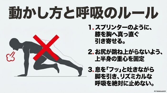 脚の動かし方と呼吸のポイント