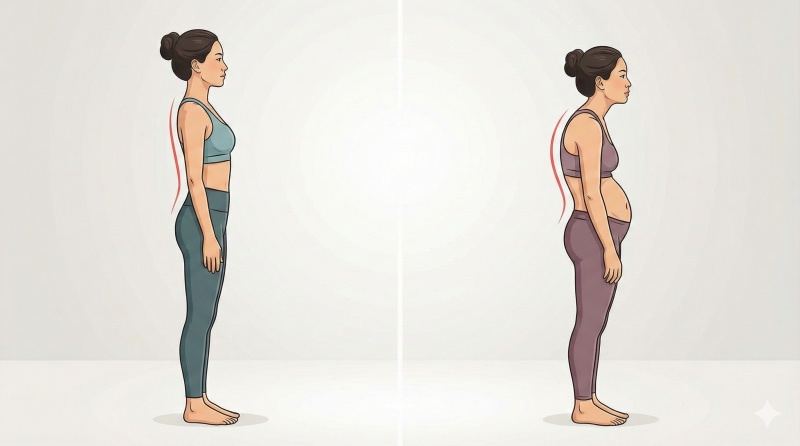 姿勢や骨盤の歪みと皮下脂肪の関係