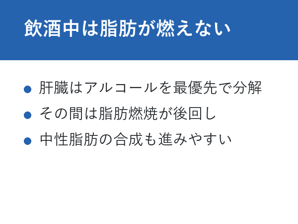 糖質ゼロビール 太る 飲酒中は脂肪が燃えない