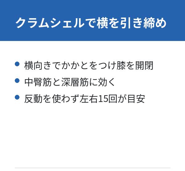 デカ尻 痩せたい クラムシェルで横を引き締め