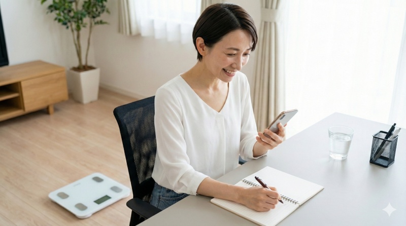 体重や体脂肪率を記録して継続性を高める方法